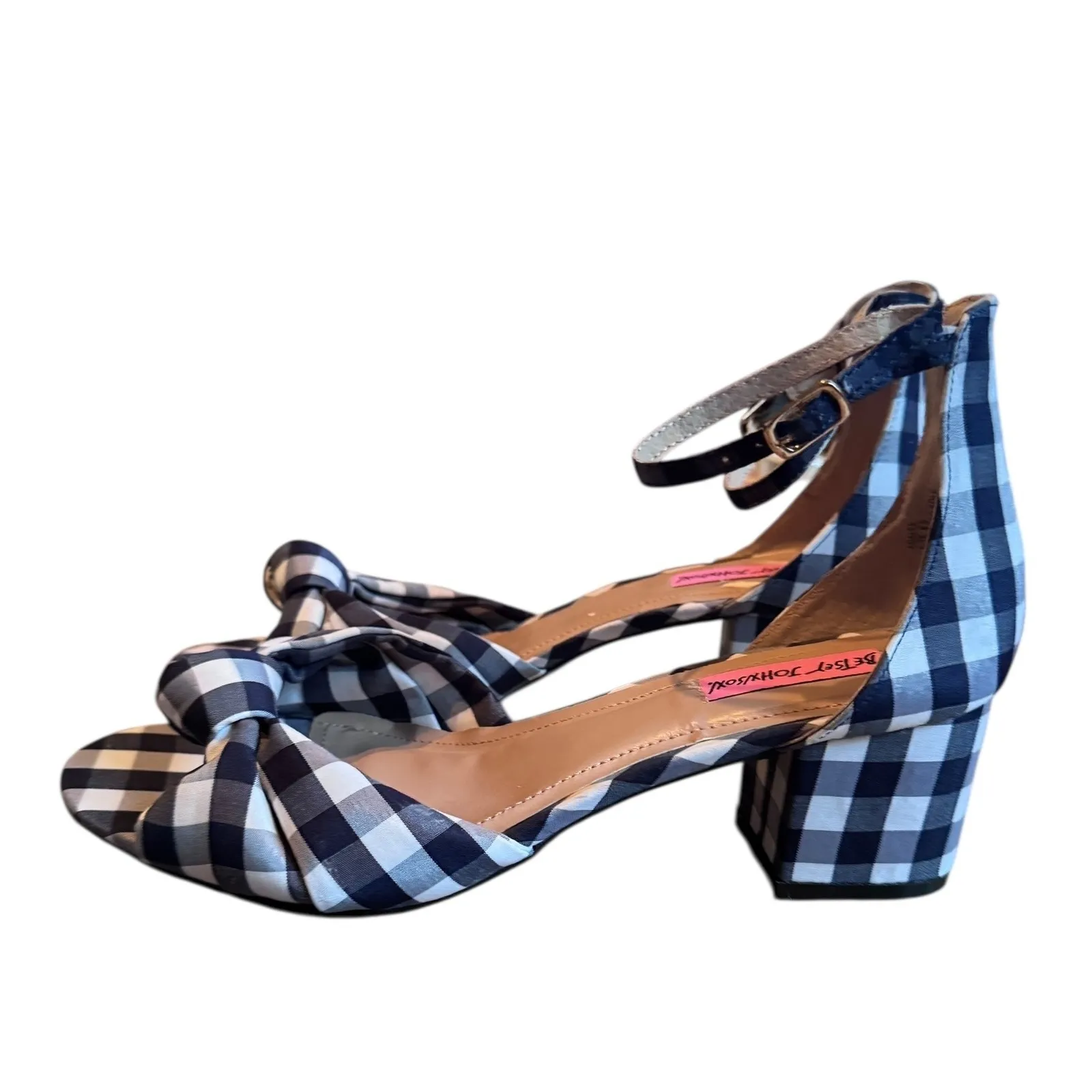 Betsy Johnson Gingham Bow Block Heel Ankle Strap Sandals Women's Size 8.5 - Image 6