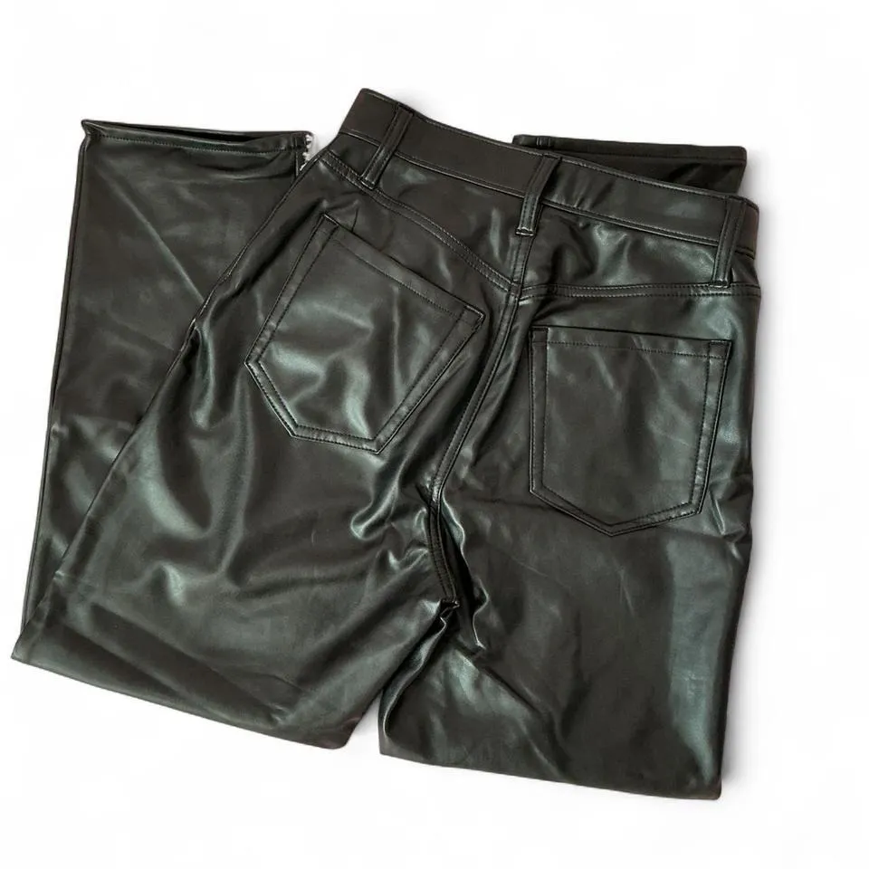 Abercrombie & Fitch The Ankle Straight Ultra High Rise Black Faux‎ Leather Pants - Image 4