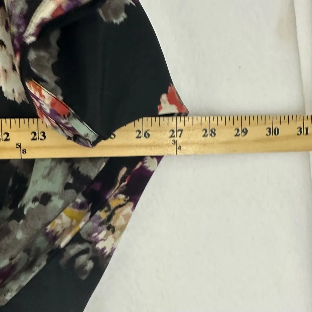 Forever 21 Floral Mesh Blouse Short Sleeve Top Tie Bottom XS Black - Image 6