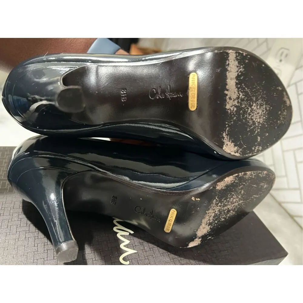 Cole Haan OT Air Pump Blue Patent Open Toe Pump SZ8.5 FLEET BLUE - Image 11