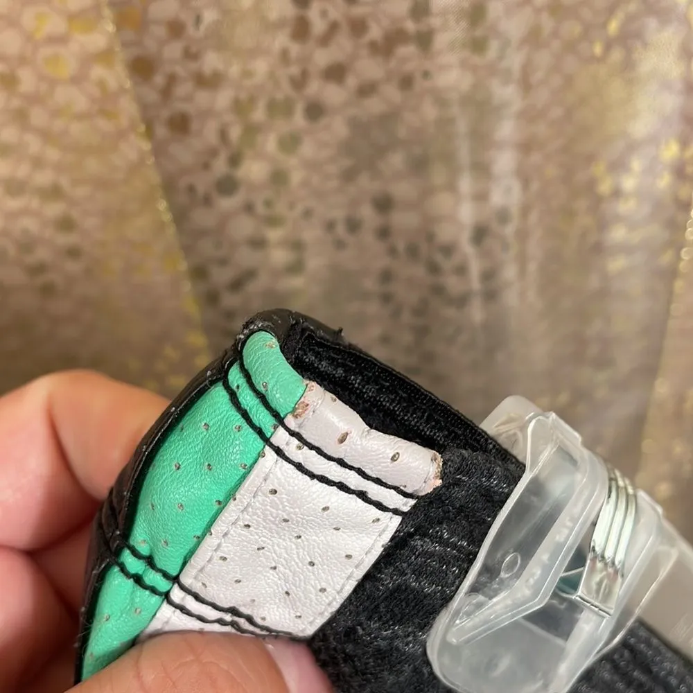 PINK Victorias Secret dark gray/green/white faux leather stripe joggers, XS - Image 9