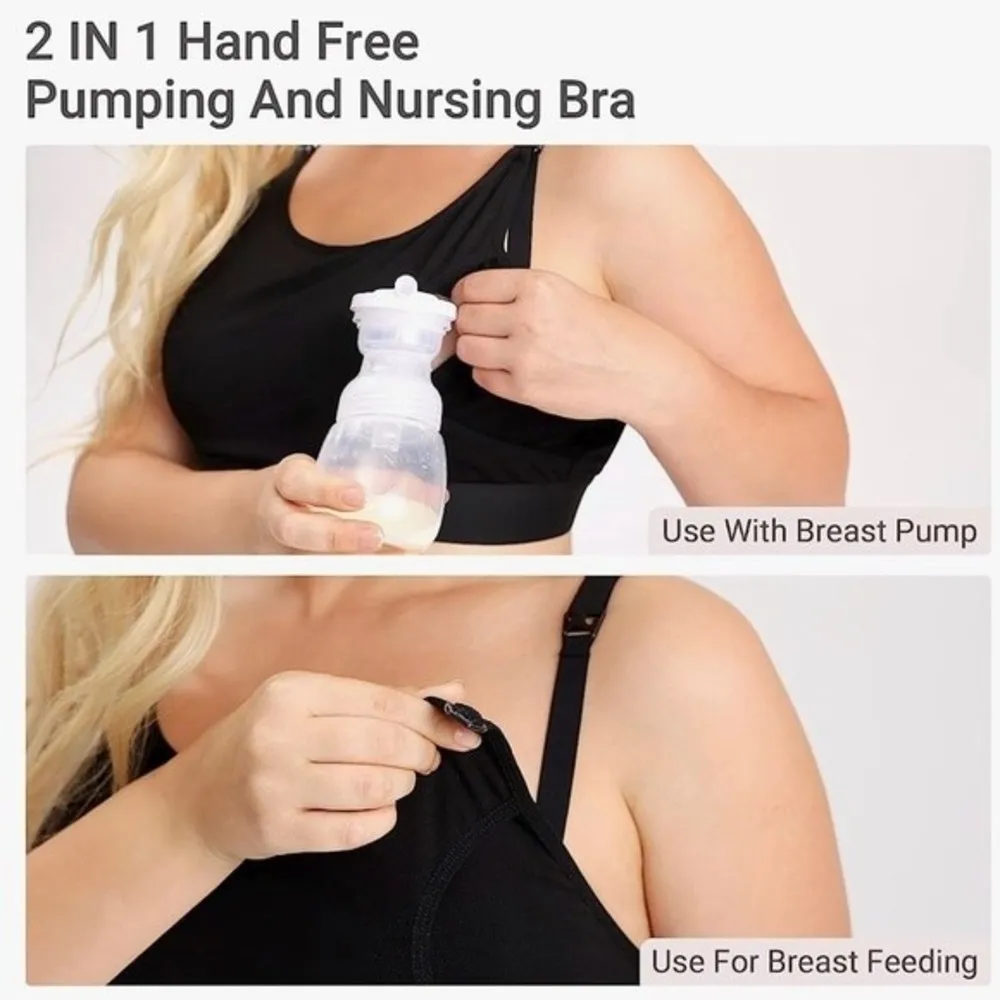 NWT MomCozy Black Hands Free Pumping Nursing Bra Sports Bra Women’s Size Large - Image 6