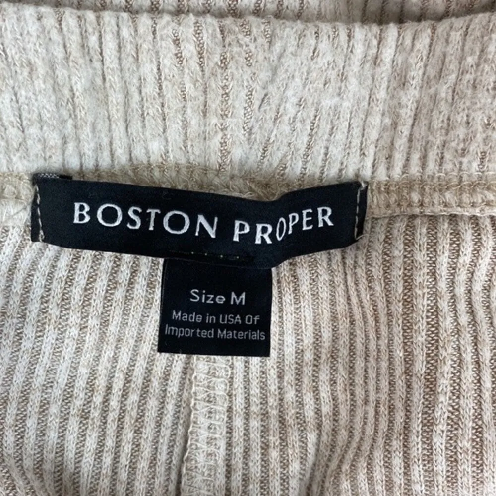 Boston Proper Tan Ribbed Elastic Waist Jogger Pants M - Image 6