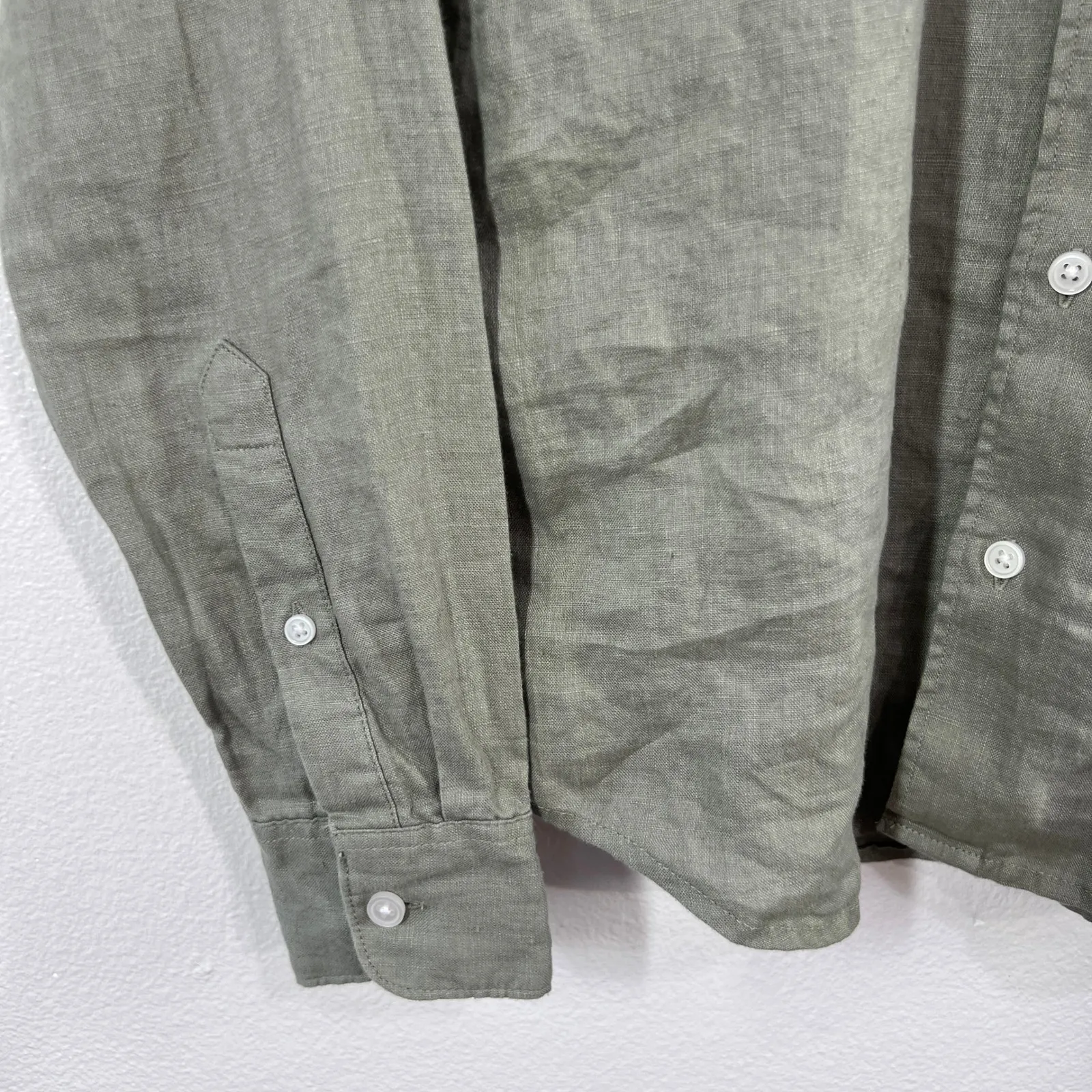 Everlane Green Linen Button‎ Down Shirt Men's XS 100% European Flax  Sustainable - Image 6