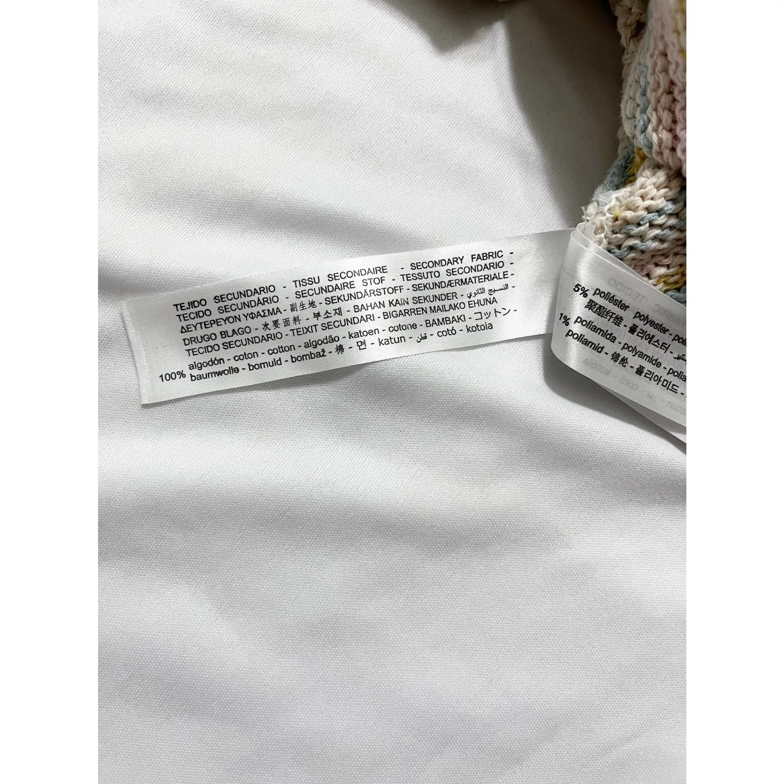 Zara Pointelle Knit Crop Top Ruffle Sleeve Striped Pastel Cotton Blend Size S - Image 5