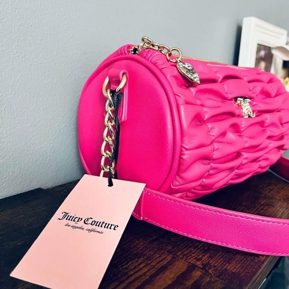 Juicy Couture Pink Flash Run the World Ruched Barrel Shoulder Bag NWT - Image 3