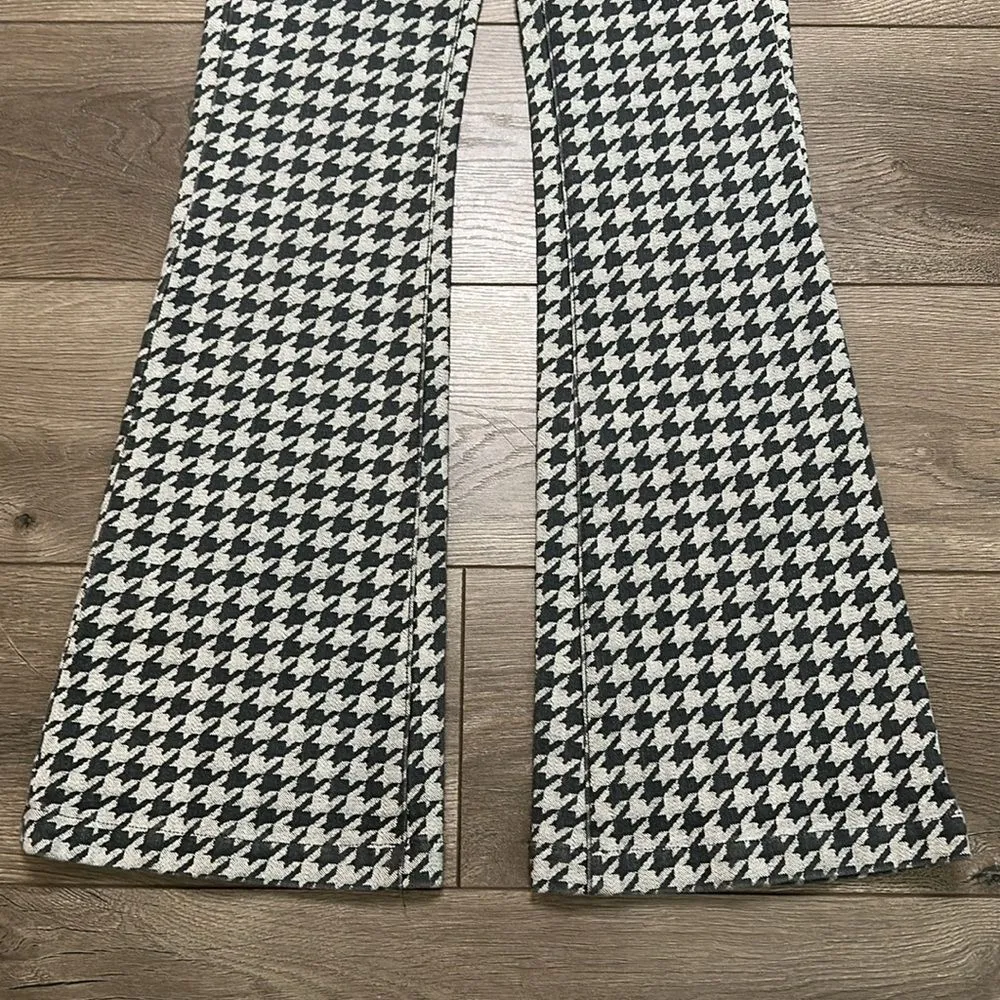 7 For All Mankind Vintage Mid Rise Houndstooth Flare Trouser Pants Black Gray 24 - Image 3