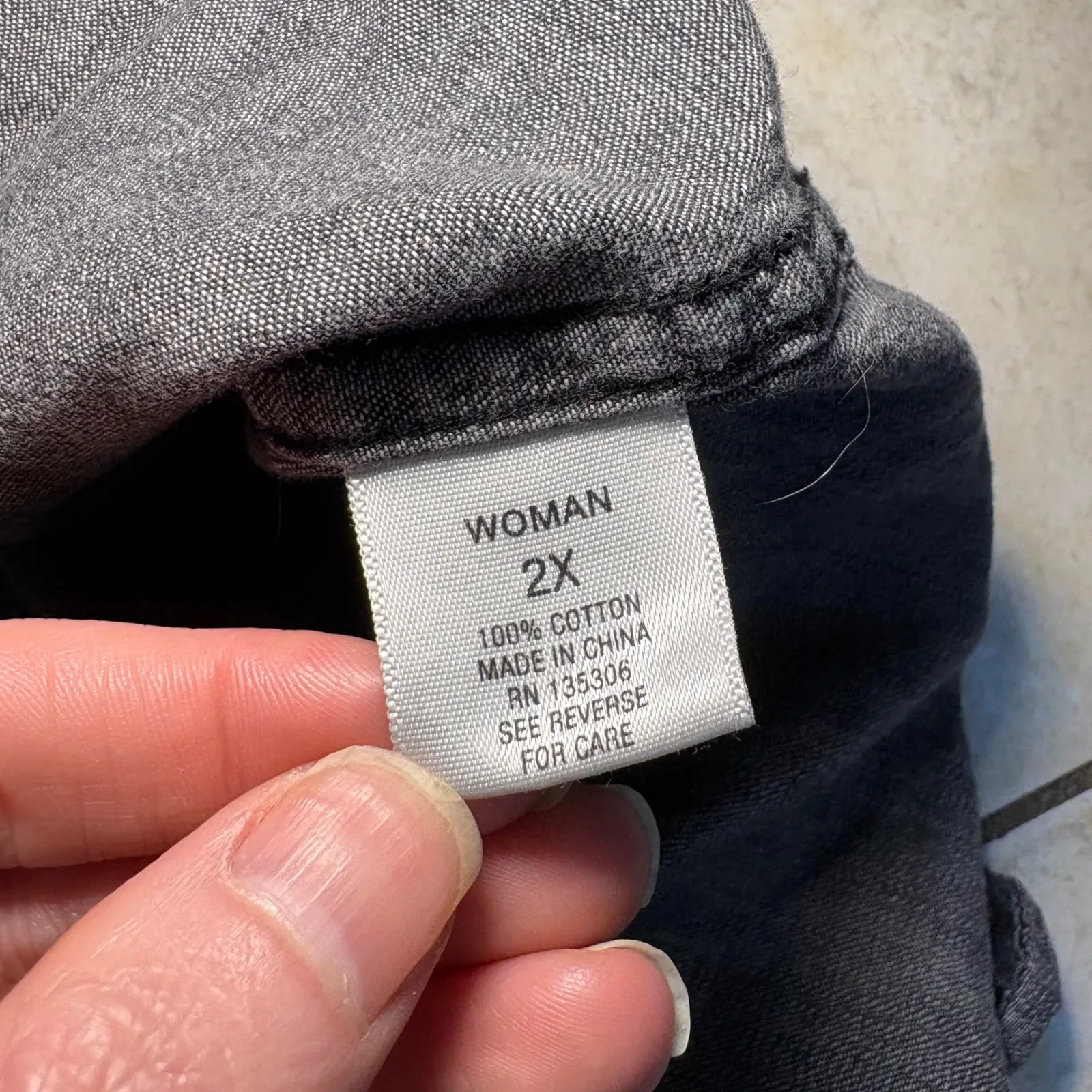 Dressbarn Pearl Snap Button Up Shirt Gray Washed Western Long Sleeve Womens 2X - Image 10