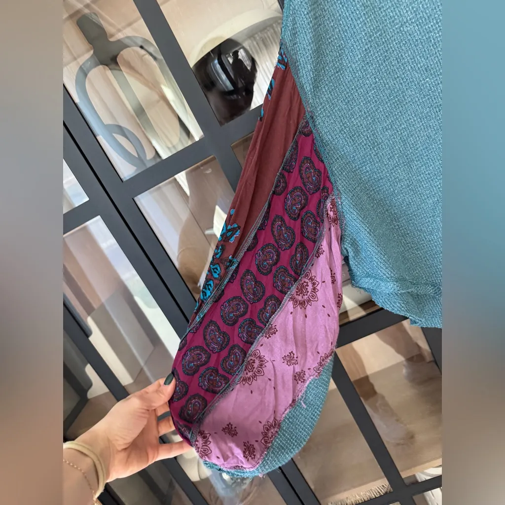 Free People long sleeve top waffle knit We The Free Blossom Thermal patchwork - Image 3