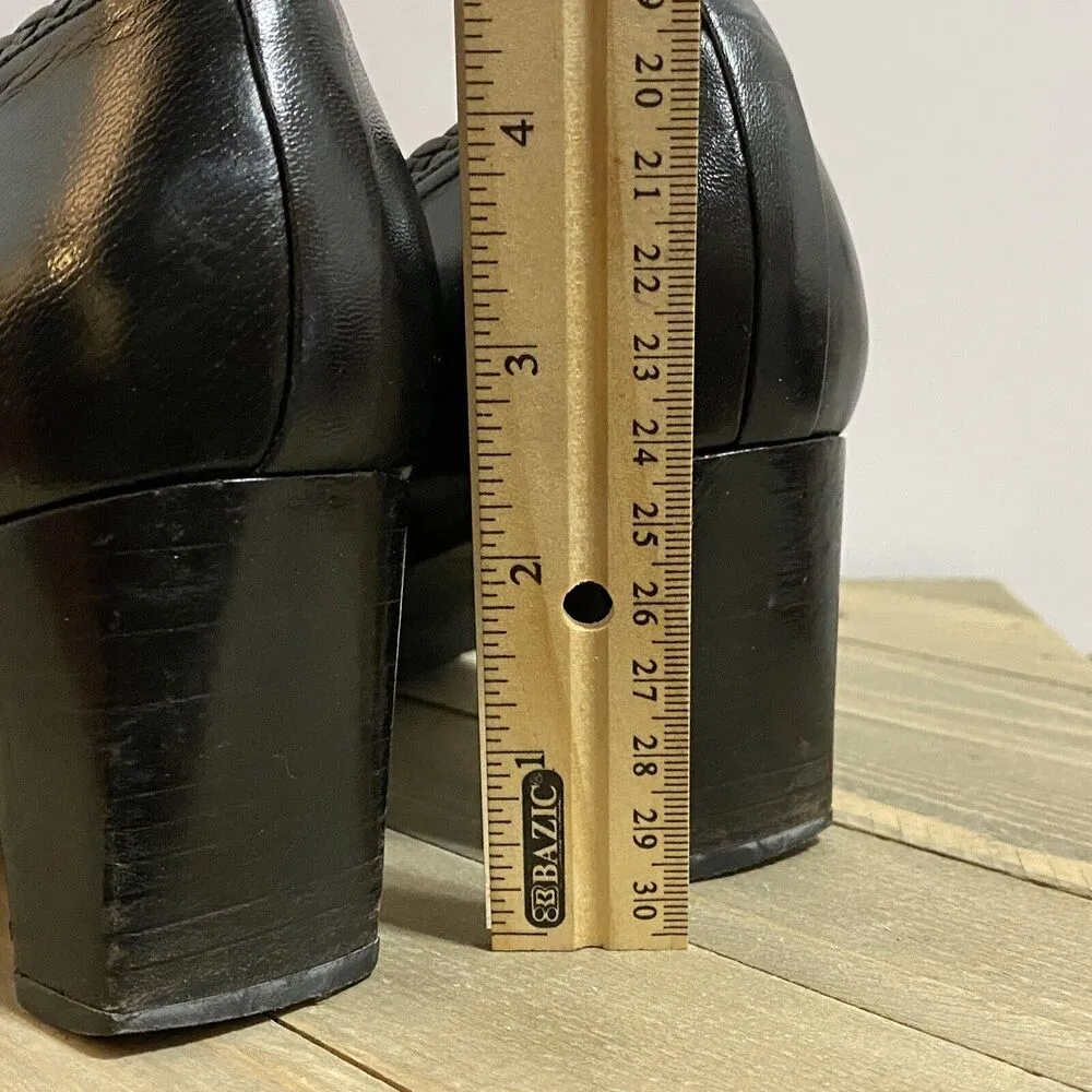 Stuart Weitzman Heels Womens Sz 9.5 AA Black Leather Block Heel Pumps Y2K - Image 11
