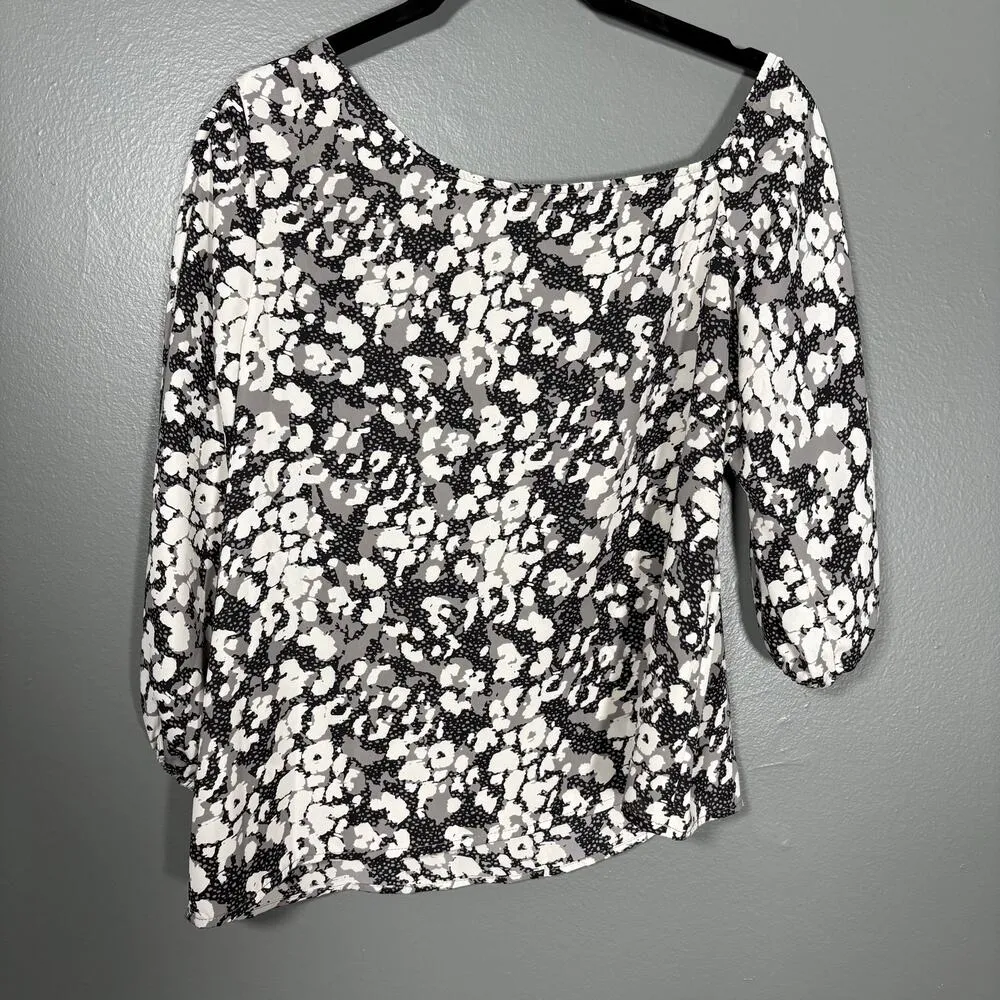 Evereve Peyton Jensen Black & White One Shoulder Tori Top - Size Small - Peasant - Image 6