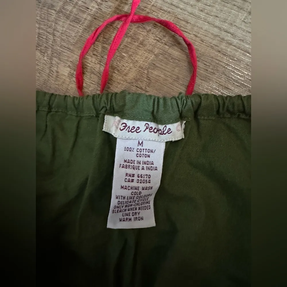 Vintage Free People Cotton Embroidered Green Midi Skirt - Image 5