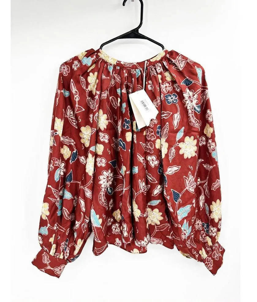Ulla Johnson Marisol Floral Print Long Sleeve Silk Blouse Size 4 New - Image 2