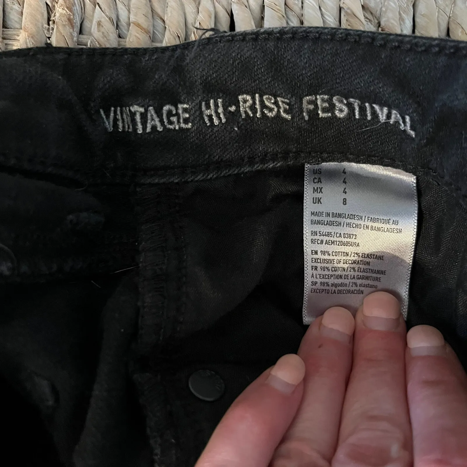 American Eagle Womens High Rise Festival Cut off Shorts Black Stretch Size 4 - Image 5