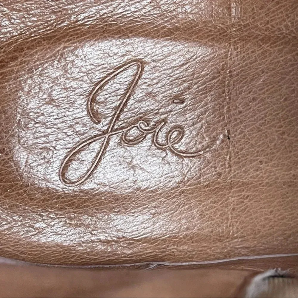 Joie Leather Metallic Gold Wood Stacked Block Heel Point Toe Ankle Boots Sz 37.5 - Image 10