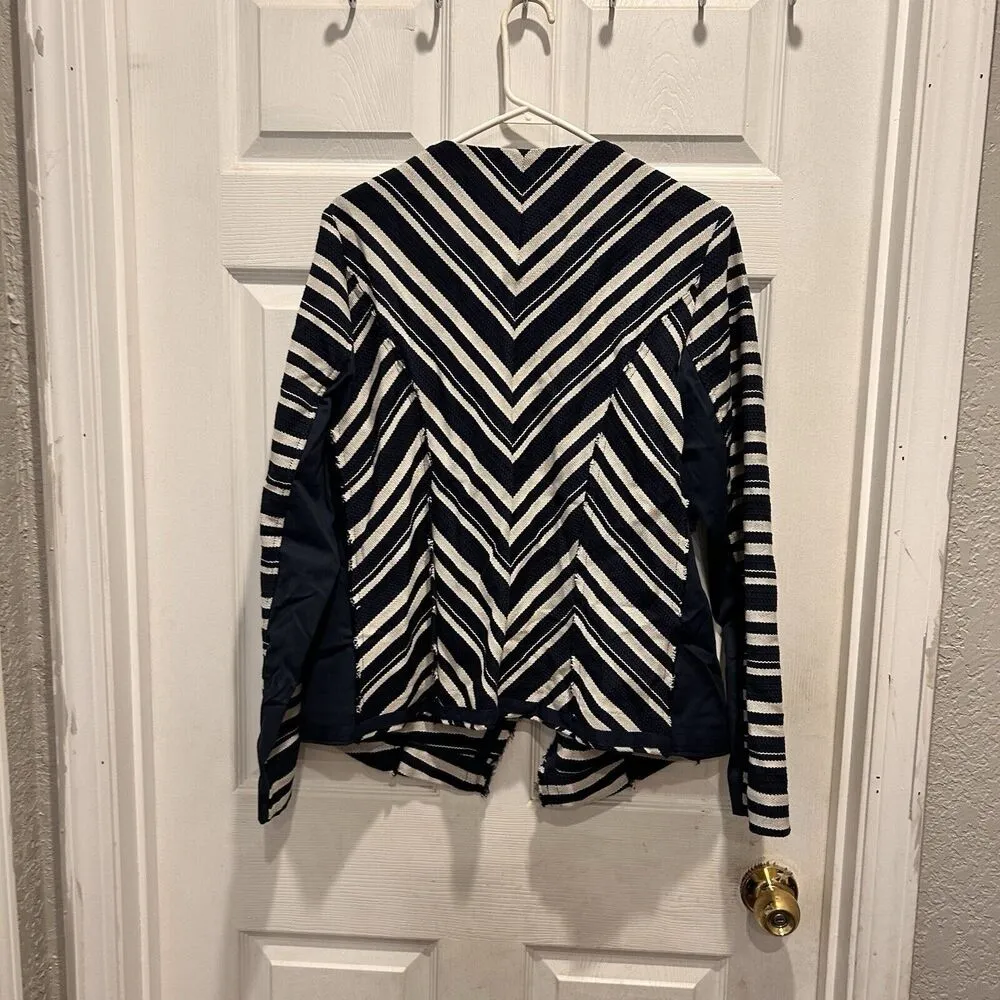 Lane Bryant‎ Size 16 Blazer Chevron Striped Blue White Open Front Jacket NWT - Image 6
