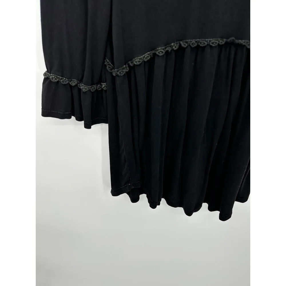 POL Babydoll Top Women Small Black Grunge Goth Boho Witch 1/2 Sleeve Stretch - Image 4