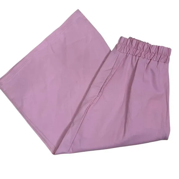 Taylor J Cotton Culotte Pants Pink Elastic‎ Waist Wide Leg S NWT - Image 2