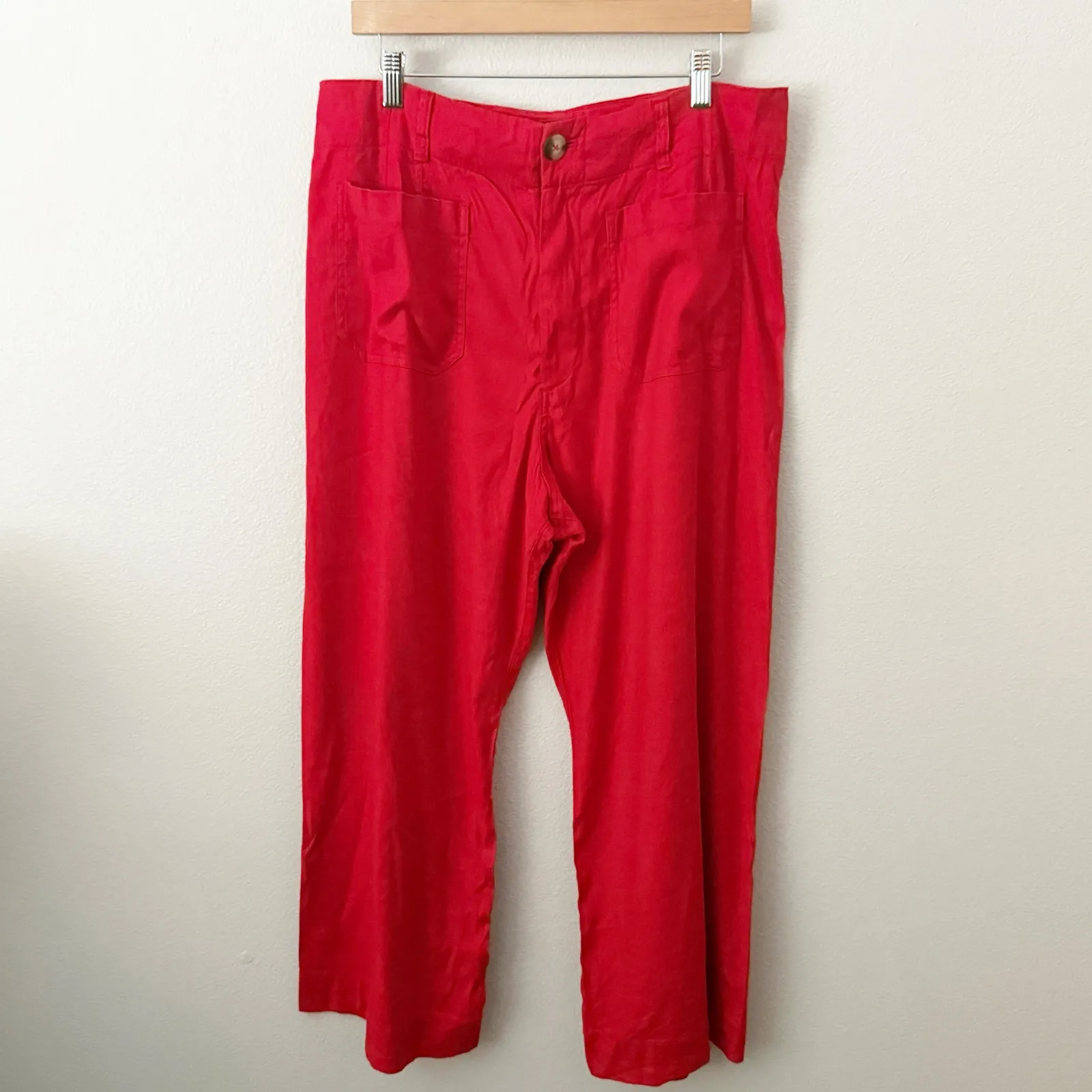 MAEVE x ANTHROPOLOGIE | The Colette Wide-Leg Pants Linen Viscose Chili Red | 33 - Image 2