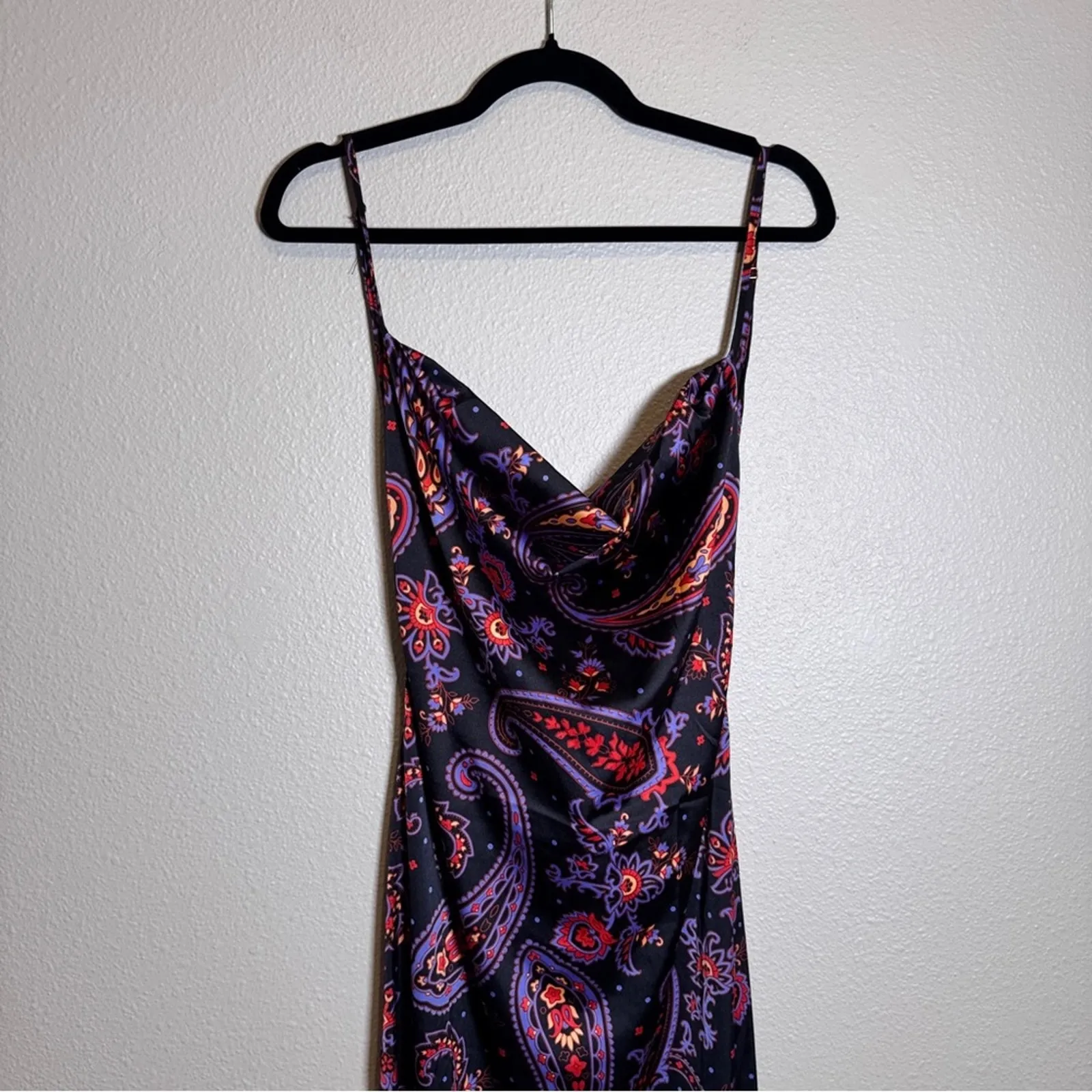 Danielle Bernstein We Wore What Black Paisley Satin Mini Dress Womens M Party - Image 7