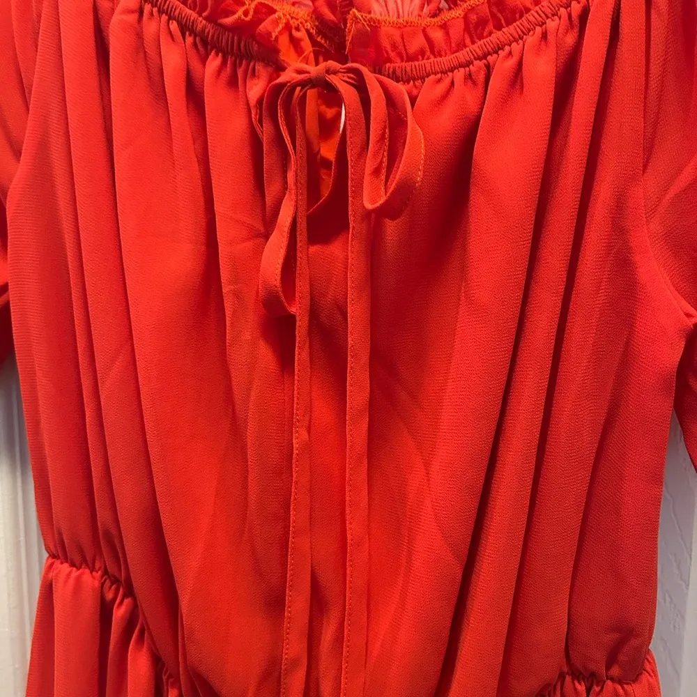 ePretty Chicago Orange Maxi Tiered Dress | Size Medium Red - Image 2