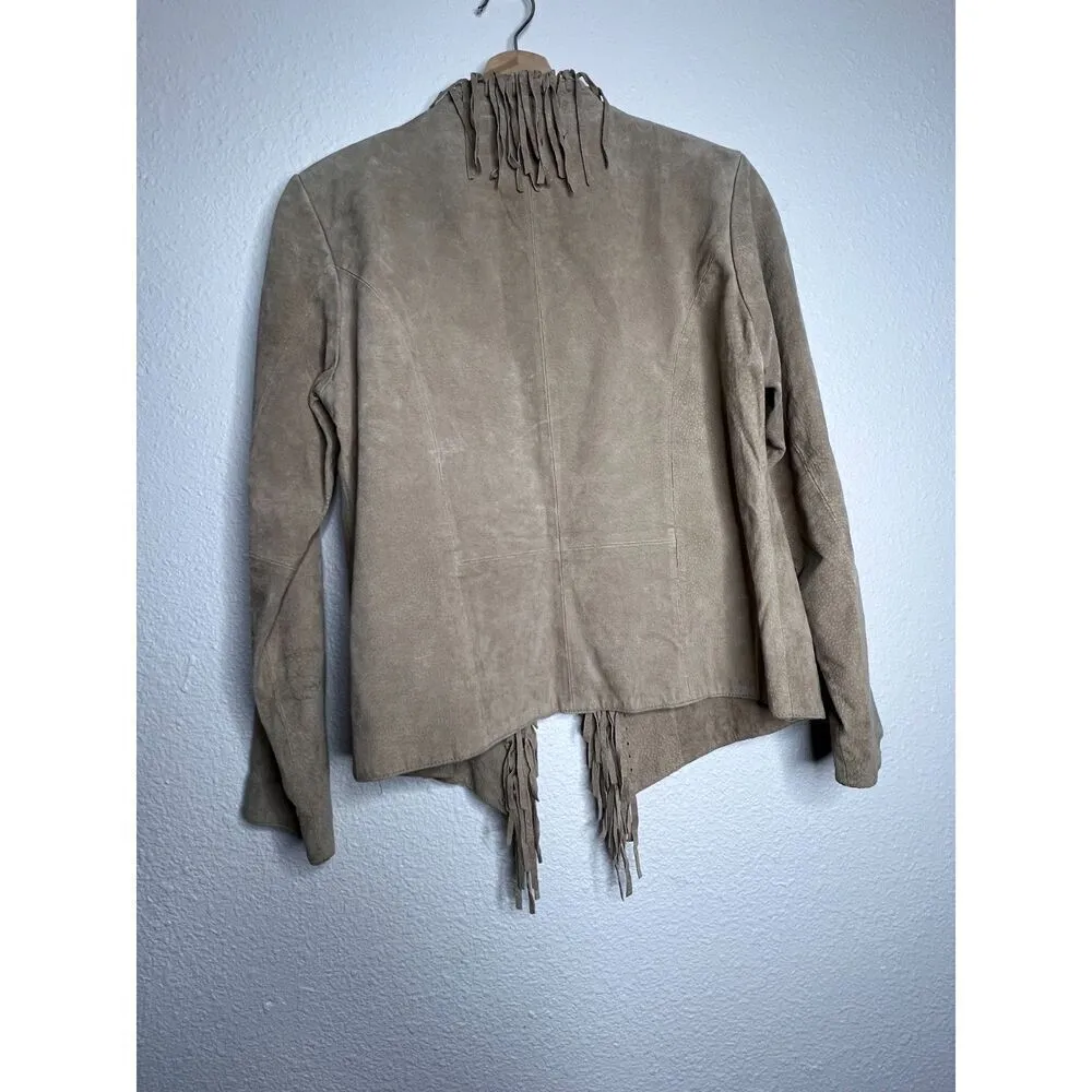 Leather jacket Rodeo cowgirl leather western jacket country vintage beige XS. - Image 5