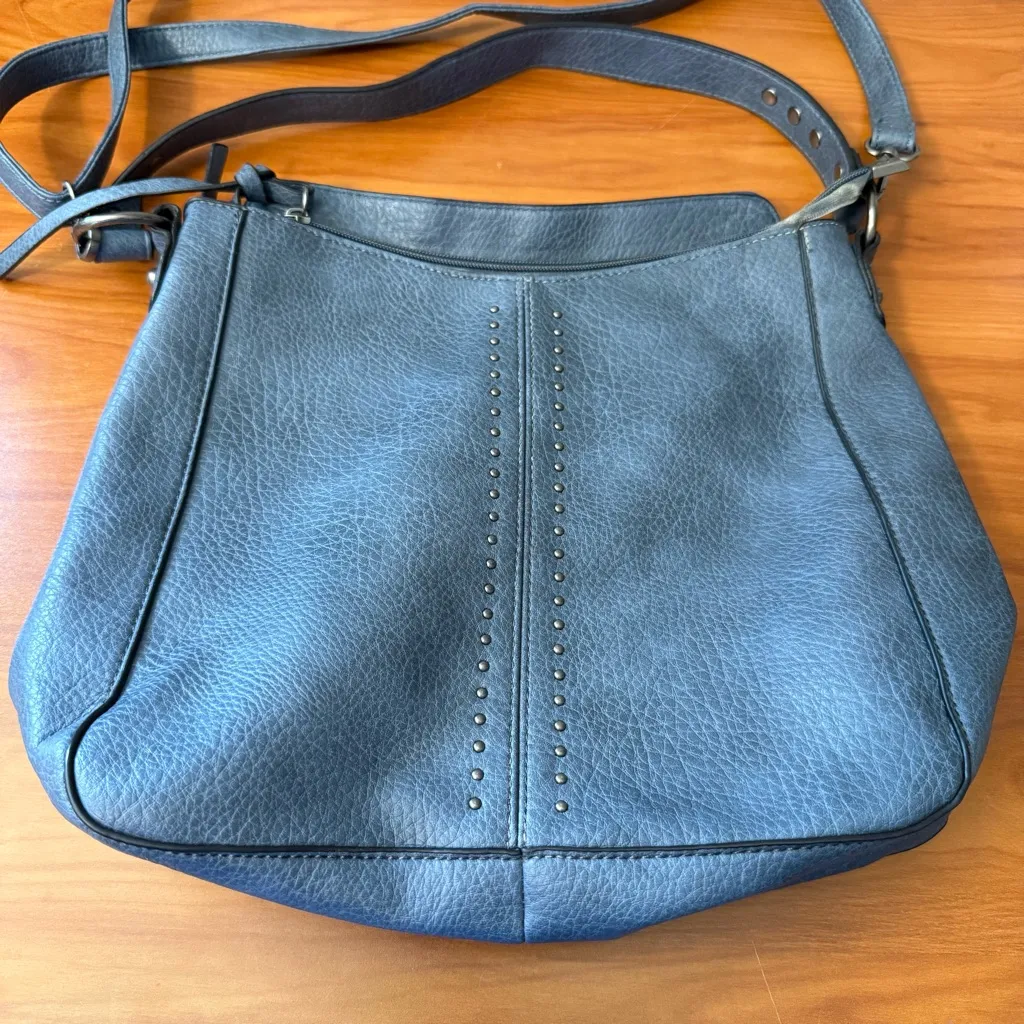Montana West Shoulder‎ Purse Bag Blue Stud Detail Western Neutral Basic - Image 2