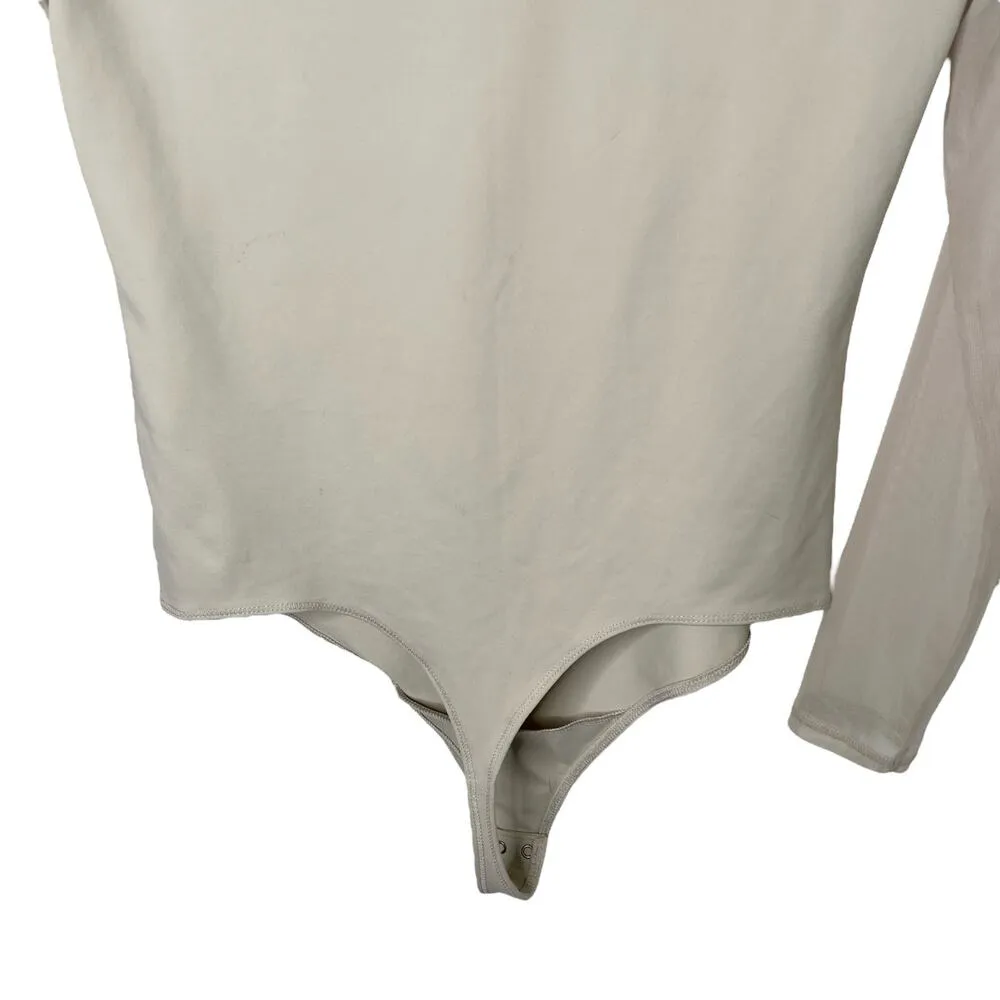 Abercrombie & Fitch Bodysuit Cream Mesh Sleeve Mock Neck L New - Image 16