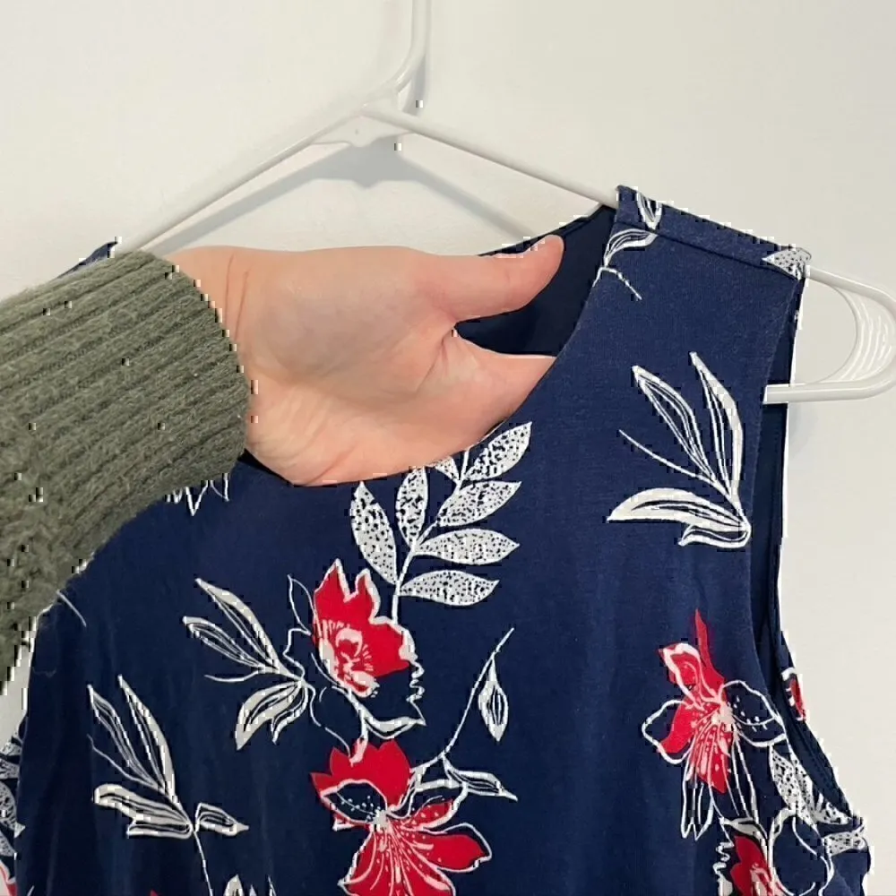 NEW NWT APT. 9 Navy Red White Floral Sleeveless Tank Dress PETITE Medium / PM MP - Image 5