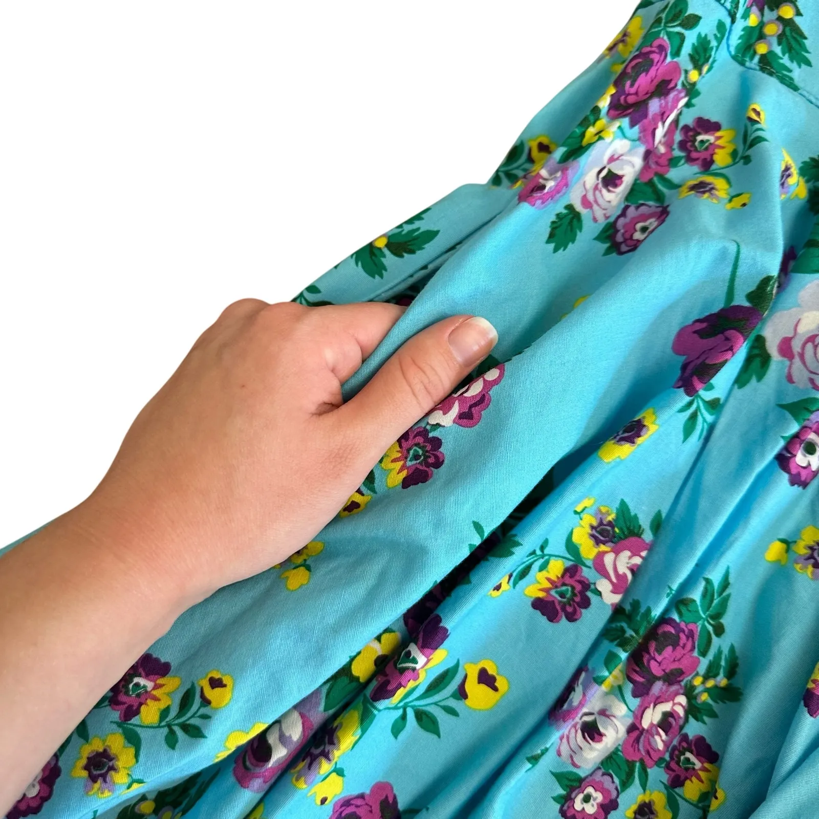 Hell Bunny Vixen Retro Halter Sundress Blue Floral Rockabilly Pin Up 50s Dress L - Image 4