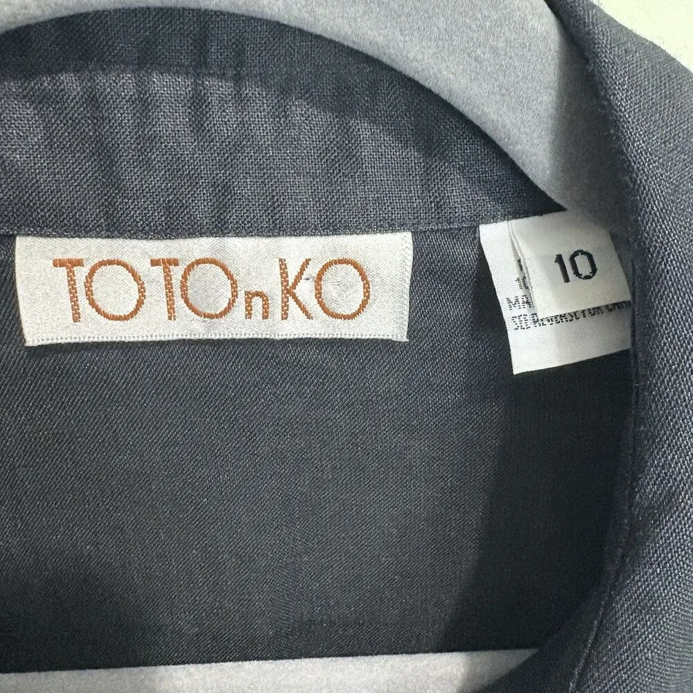 Toto N Ko Women’s Black Linen Western Style Button Front Shirt Lace Inset Sz 10 - Image 3