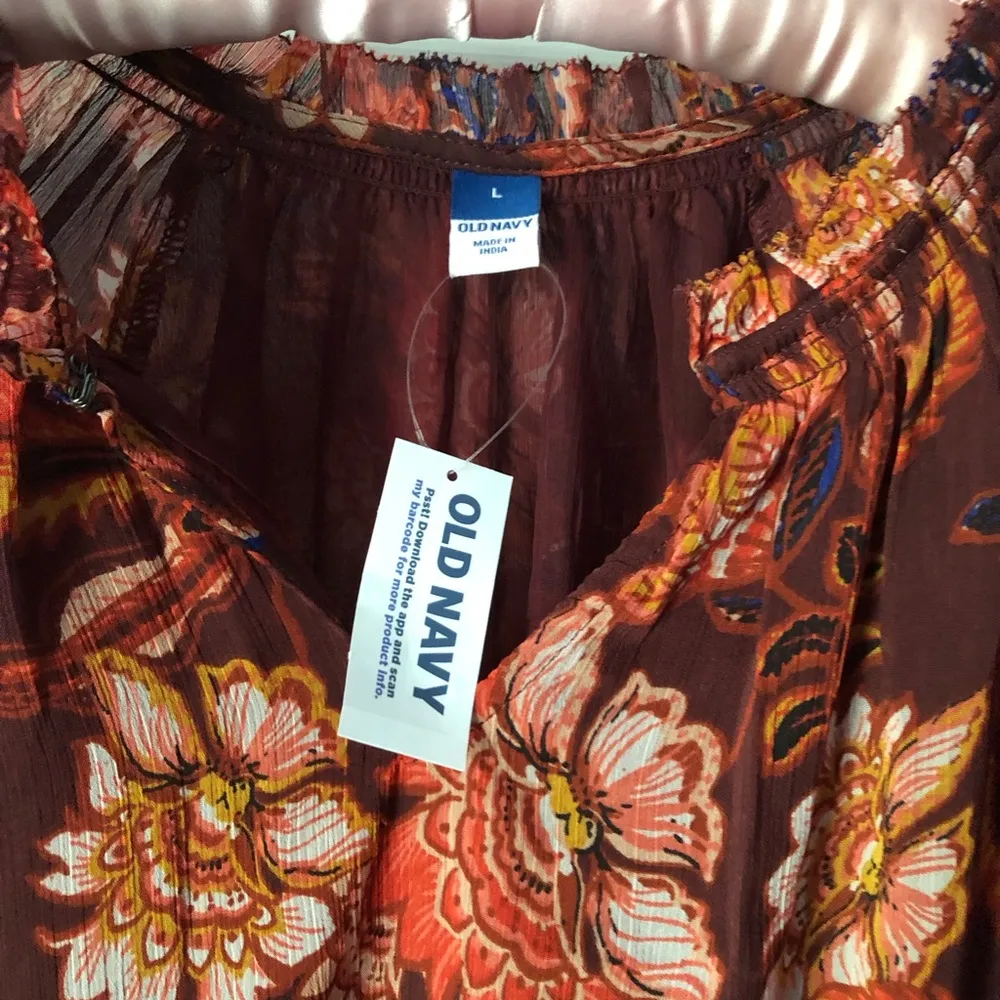 Old Navy New  boho print blouse top, women size large - Image 3