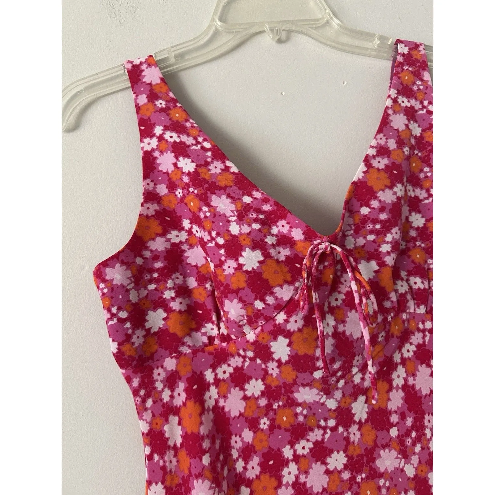 Vintage 90s Y2K Express Bright Floral Sleeveless Mini Dress Ruffle Size 3/4 - Image 8