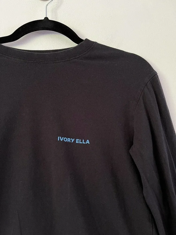Ivory Ella Black 100% Organic Cotton Large Elephant Logo Long Sleeve Tshirt XXS - Image 3