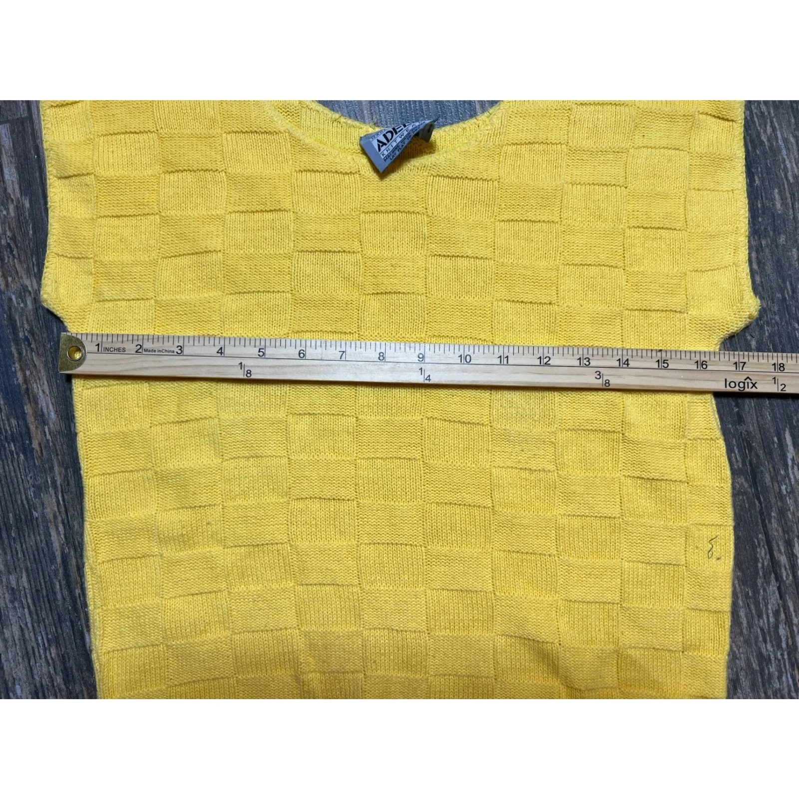 Vintage ADELE KNITWEAR Yellow 80s/90s Knit Sleeveless Sweater Grandmacore Preppy - Image 3