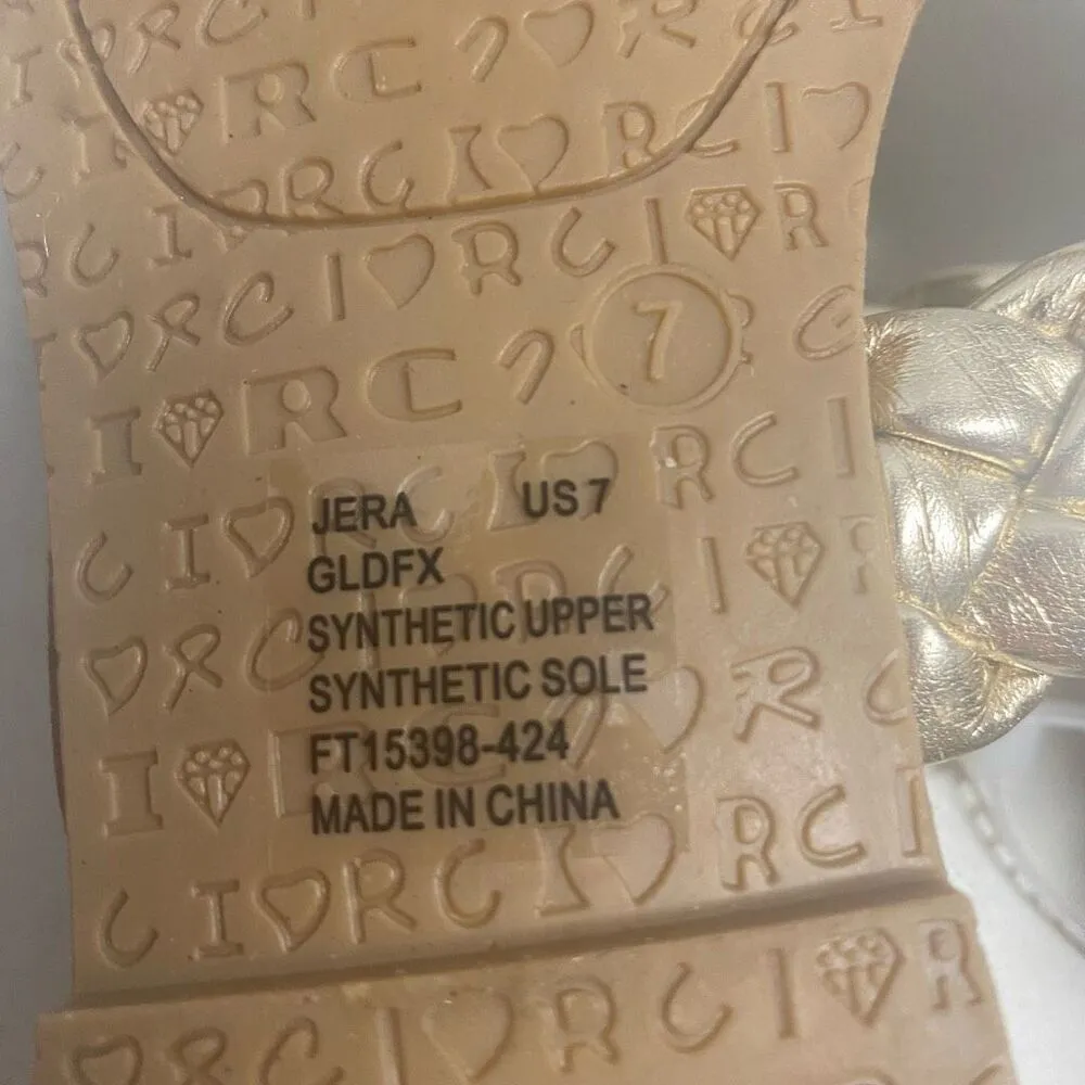 ROCK & CANDY by Zigi Jera Braided Gold Slip‎ On Sandals Size 7 New With Defects - Image 4