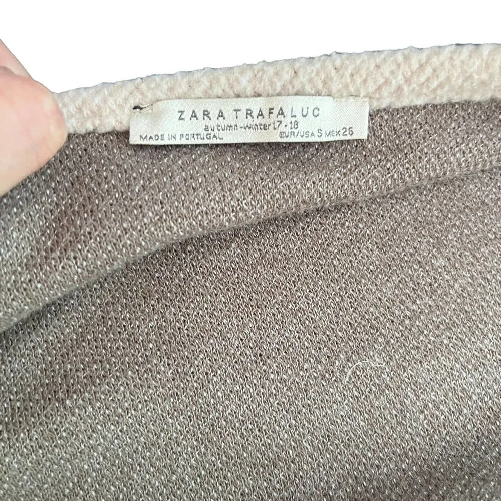 Zara Trafaluc Beige Open Front Fleece Cardigan Sweater Womens Size Small - Image 6