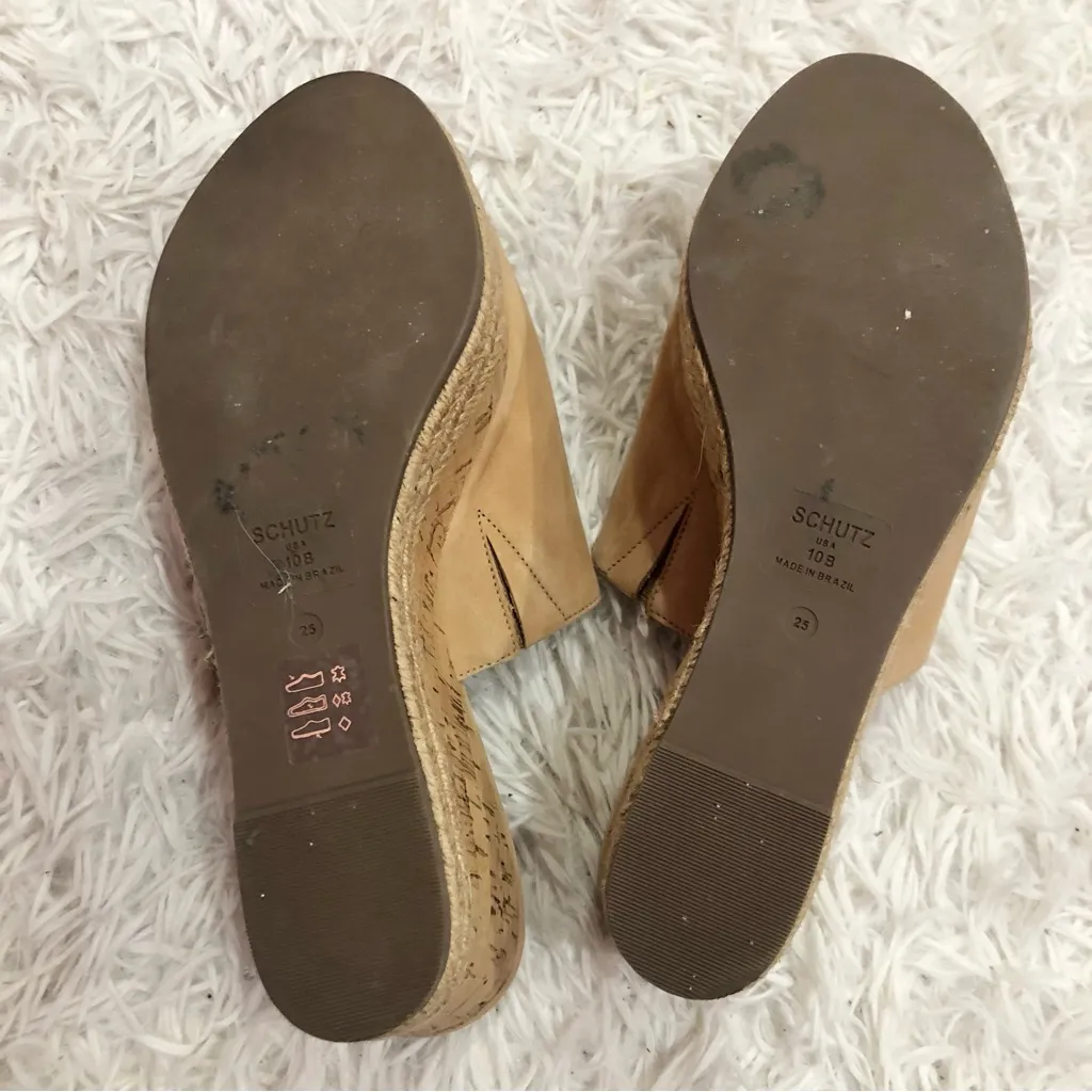 Schutz  Thalia Espadrille Platform Wedge Slides Tan‎ 10B - Image 7