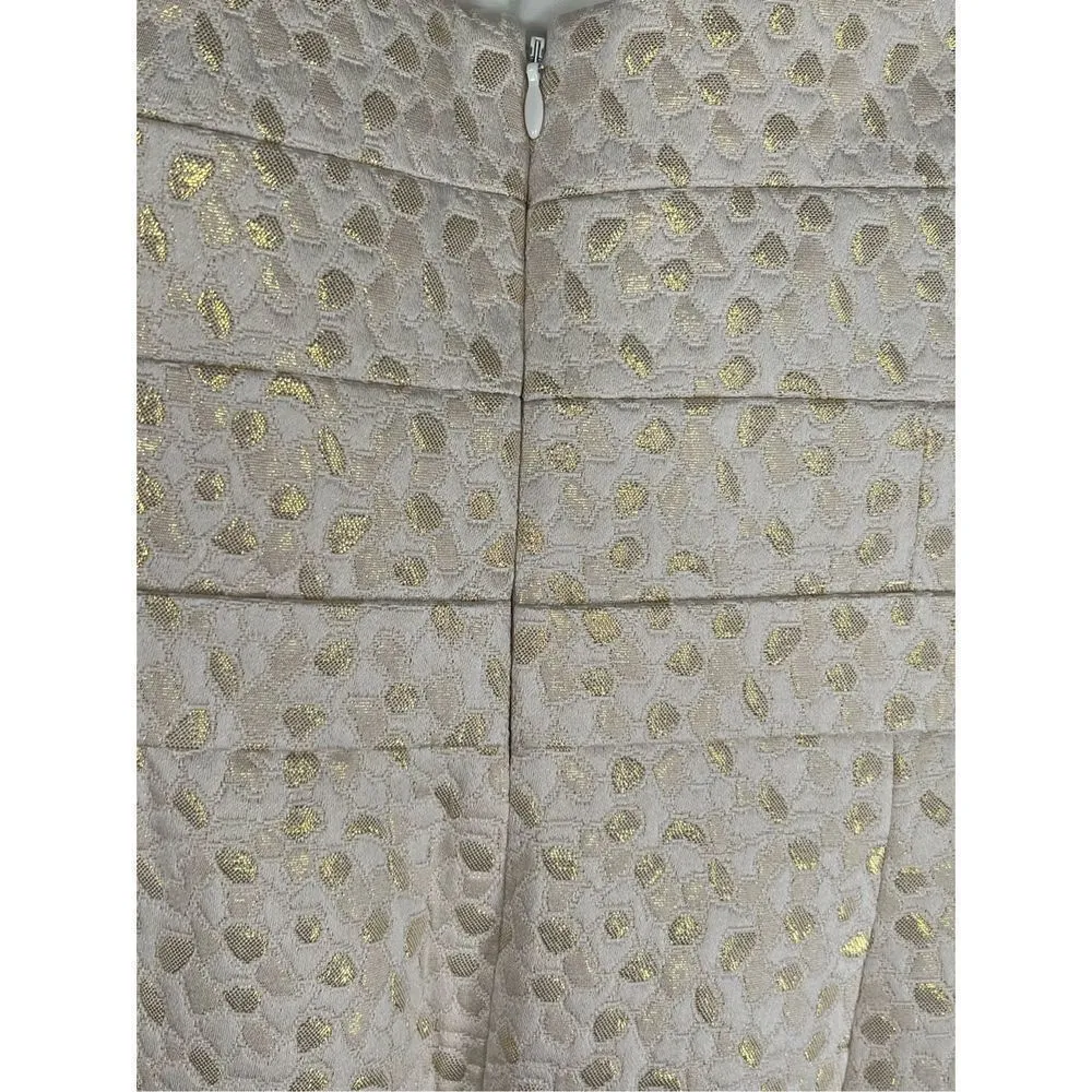 Cynthia Steffe Women's Diandra Metallic Dress Gold Cream Size 12 - Image 4