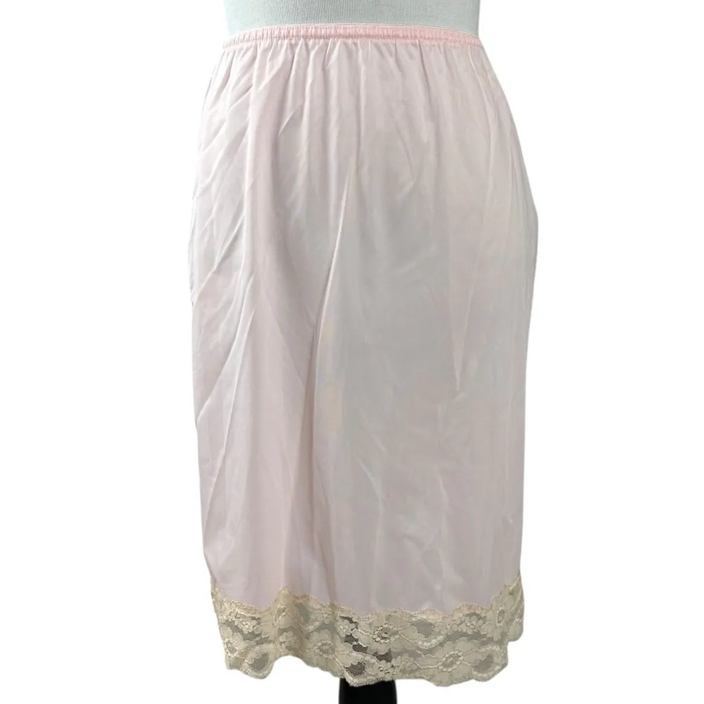 Vintage 60s Aristocraft Deadstock Coquette Dainty Light Pink Slip Skirt Medium - Image 3