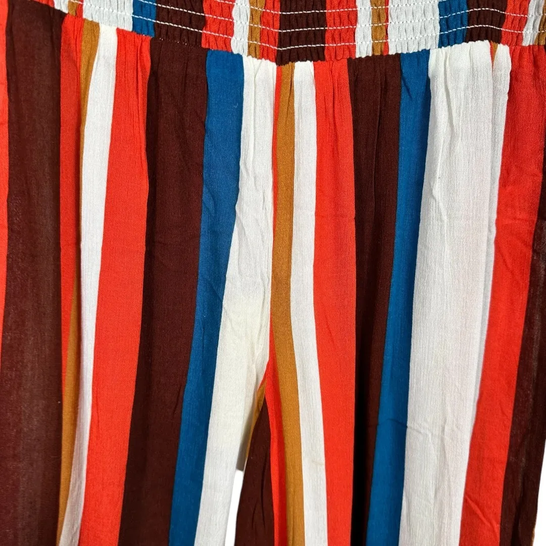 Elan Orange White Blue Brown bronze Striped Pants Large - Image 5
