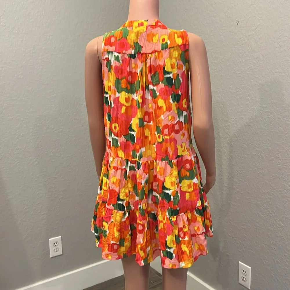 POMANDER PLACE Magnolia Watercolor Sleeveless Kenzo SMALL FLATTERING DRESS #99 Yellow - Image 5