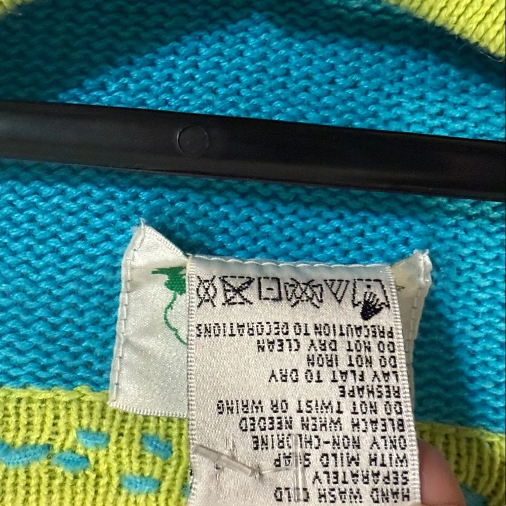 Vintage Quacker Factory Mermaid Ocean Fish Clam Beaded Long Sleeve Sweater large Blue - Image 3