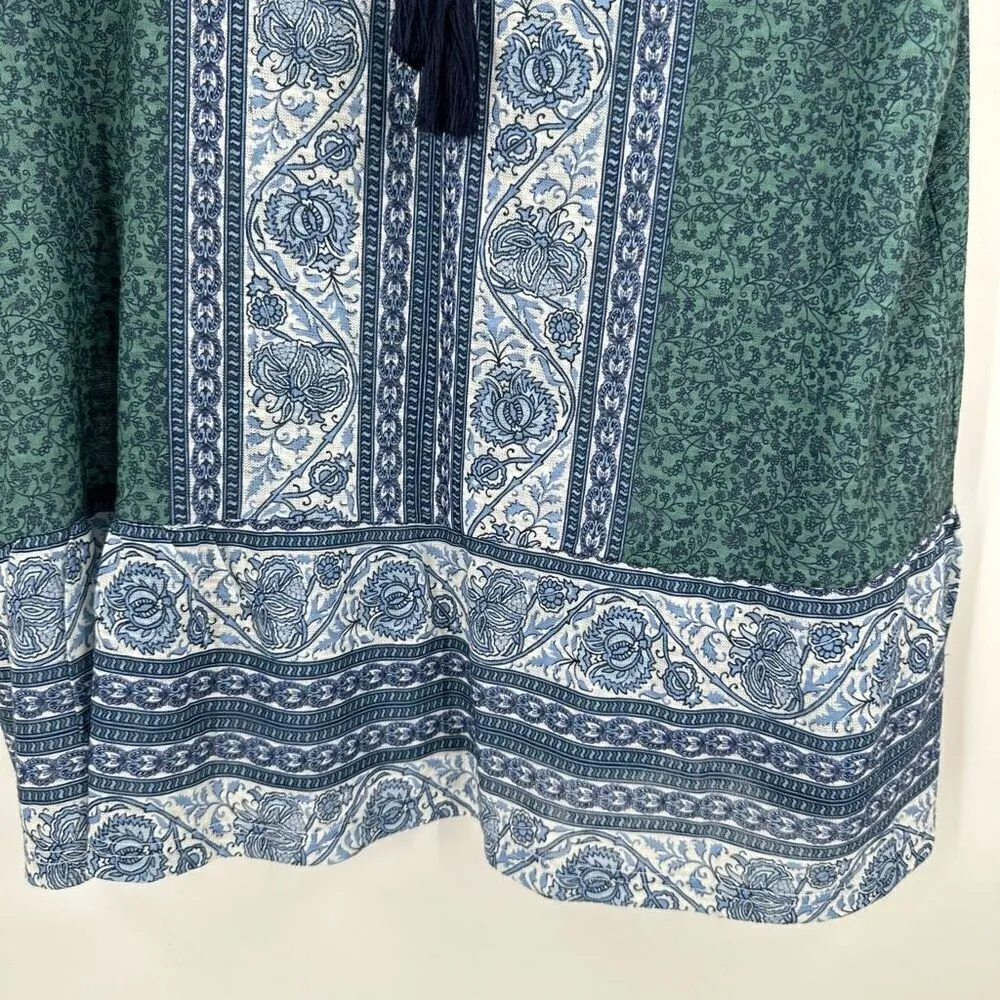 NWT Suzanne Betro Weekend Women's Floral Tassel Tie‎ Blouse Blue Green Size XS - Image 8