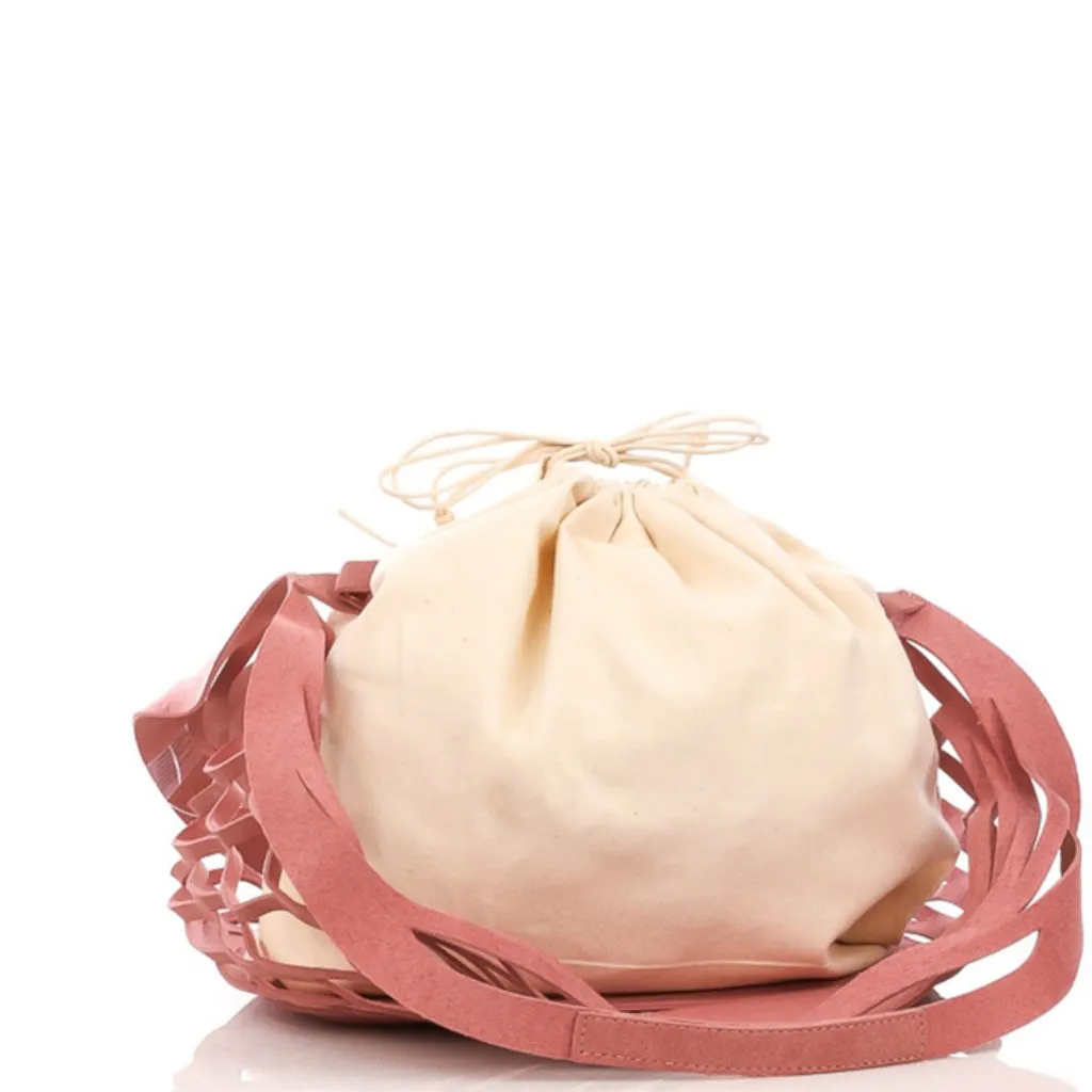 Grey Spilt Net/Canvas Farmers Market Tote Bag Gray - Image 5