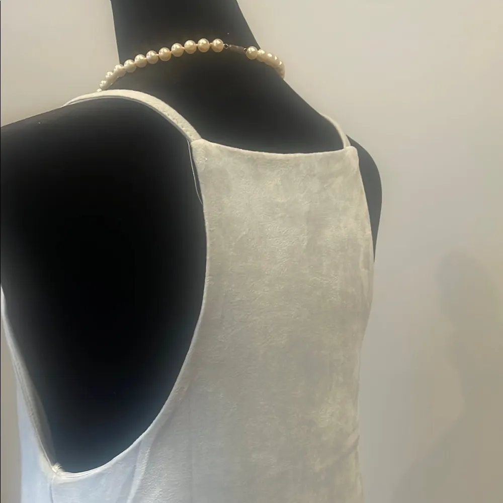 Elegant powder blue  Sleeveless Dress suede feel - Image 3