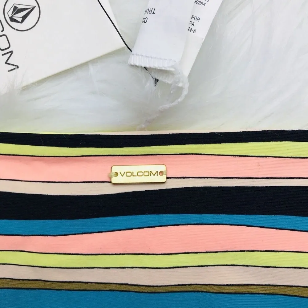 VOLCOM Striped Bikini Bottom Small Full Coverage - Image 6