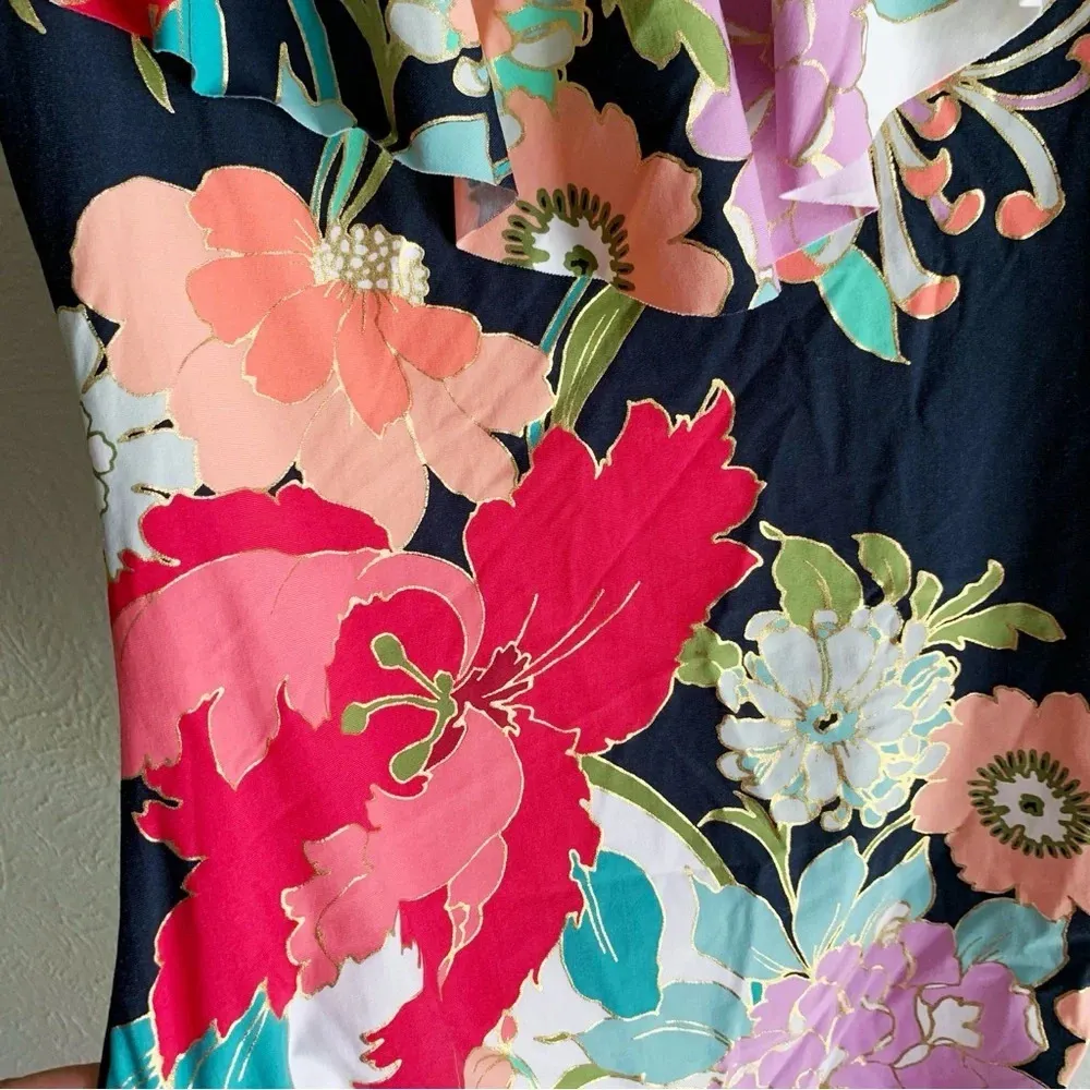 Trina Turk Royal Botanical Off-the-Shoulder One Piece Swimsuit Sz 6 - Image 5