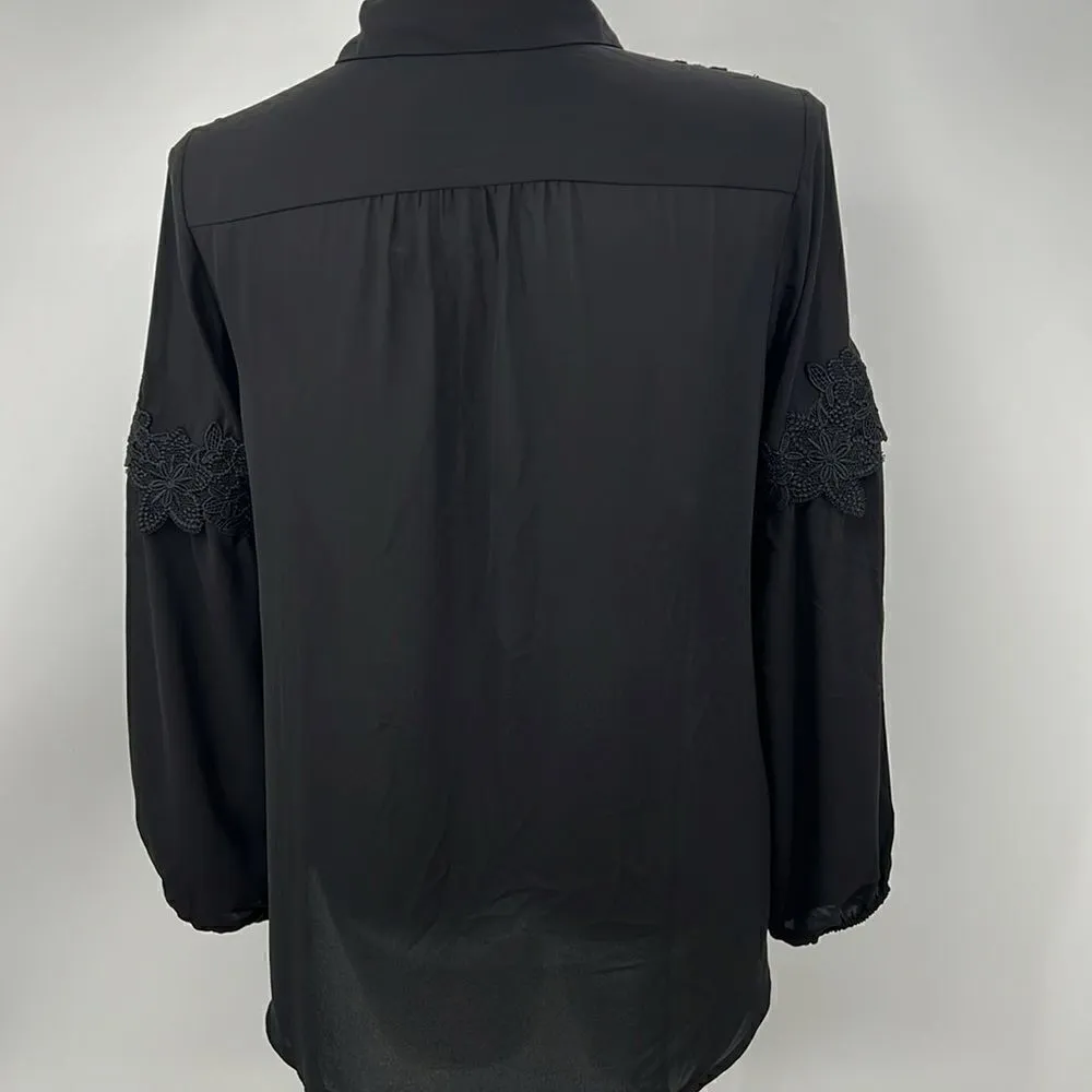 Susan Graver true black long sleeve lace top - Image 7