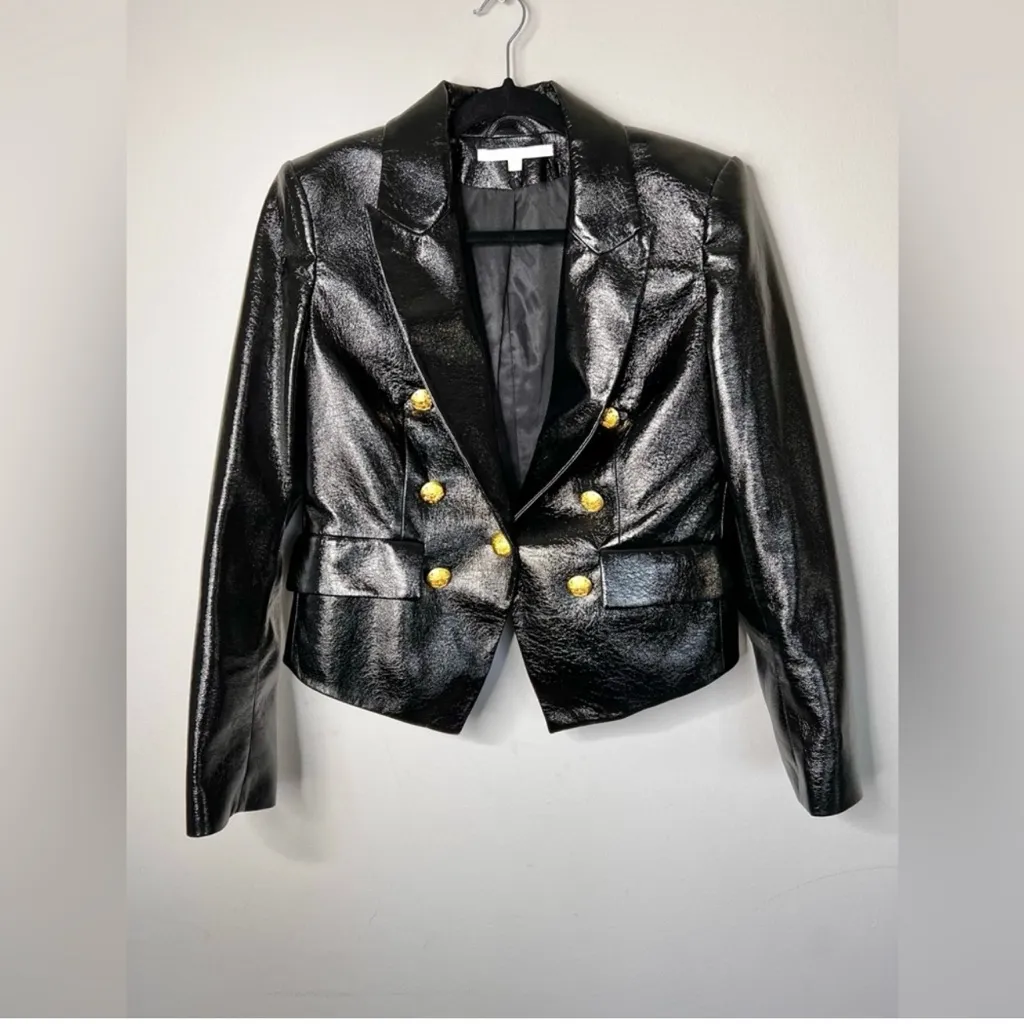 NWOT Veronica Beard Cooke Dickey Glossy Leather Blazer Jacket Double Breasted S4 - Image 4